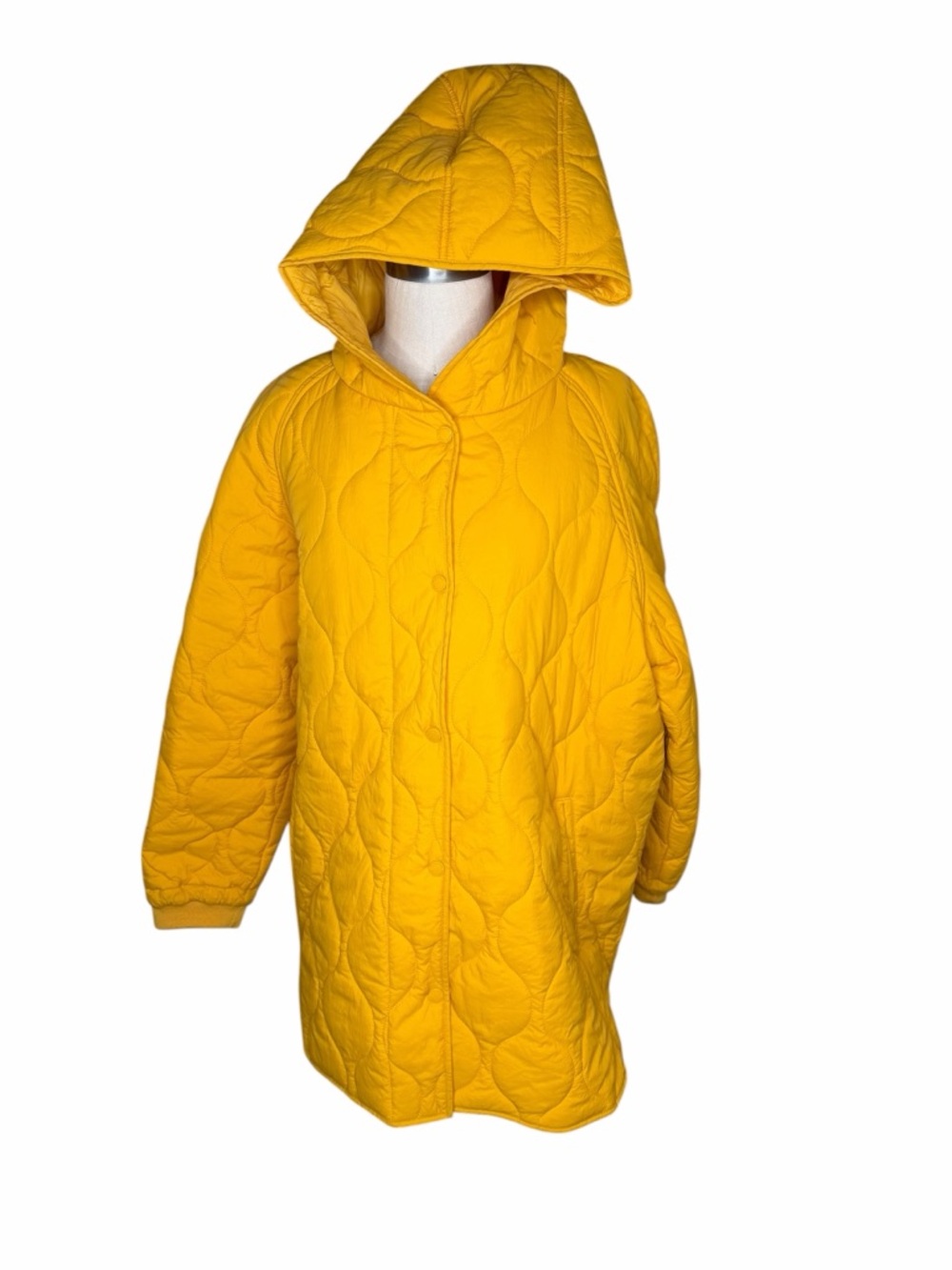 BCBGeneration Women's Vibrant Yellow Quilted Puffer Jacket Size XL Hooded